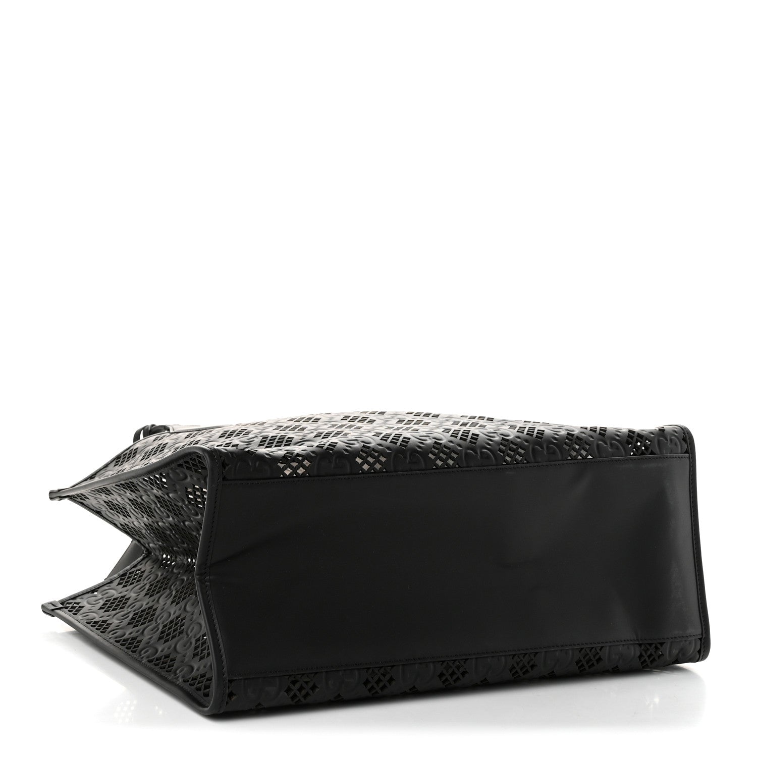 Gucci Calfskin GG Monogram Diamond Cut Medium Ophidia Tote Bag Black 5 of 11