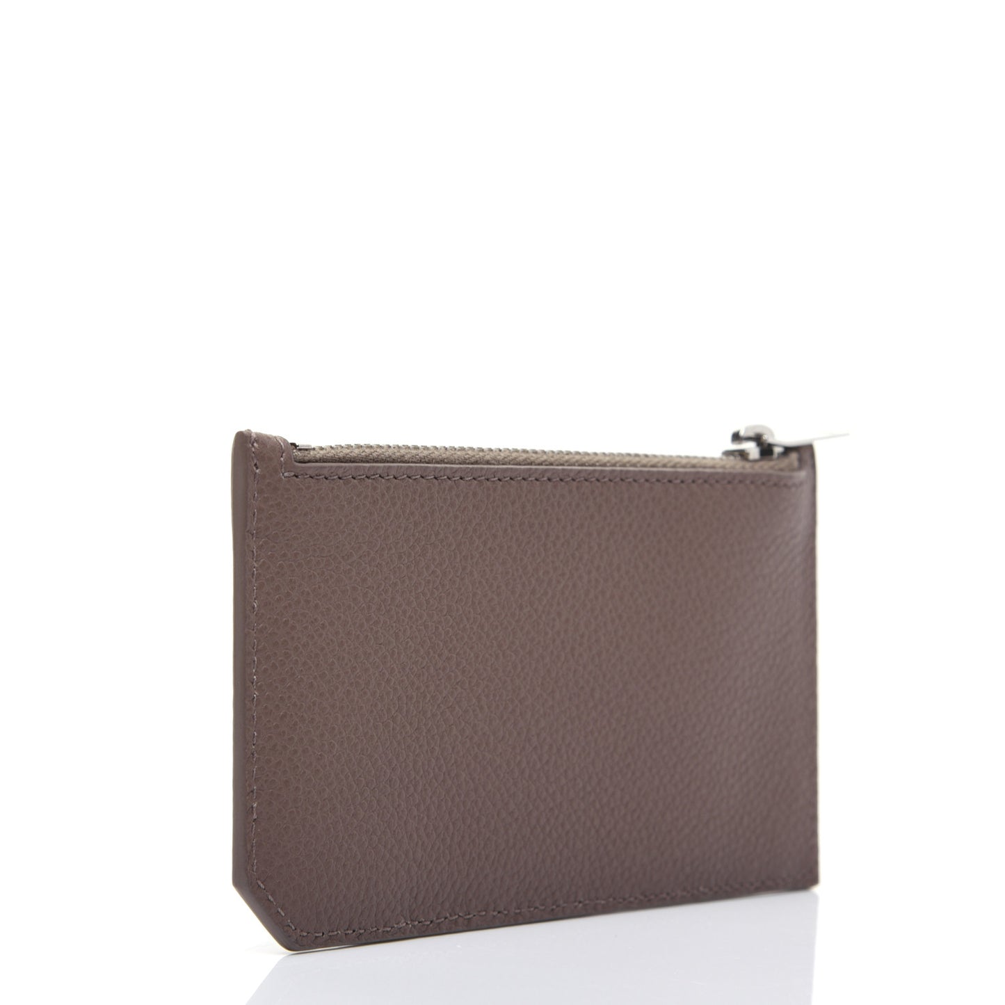 Grained Calfskin 5 Fragments Zip Pouch Card Holder Taupe