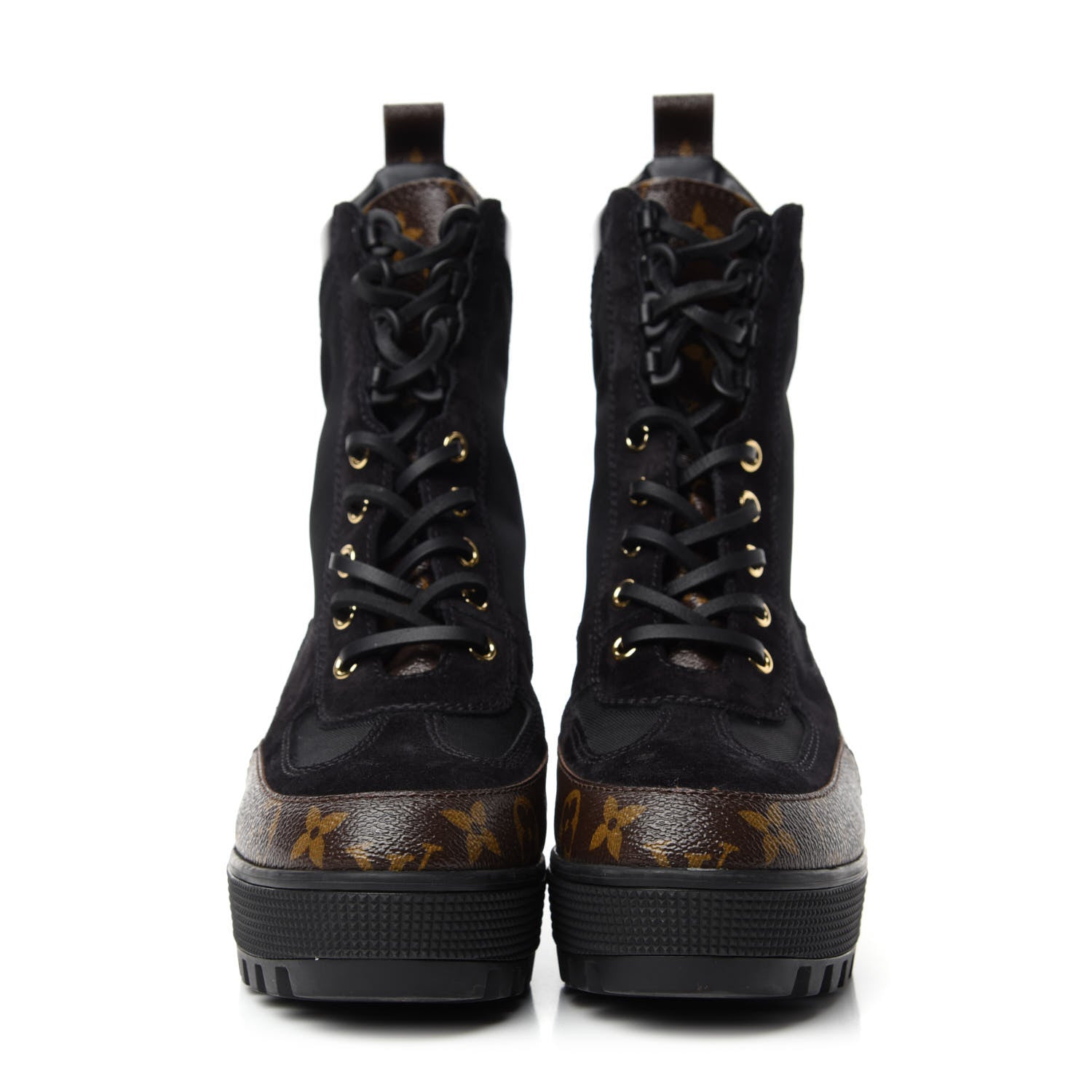 Louis Vuitton Suede Calfskin Monogram Laureate Platform Desert Boots 37 Black 2 of 10