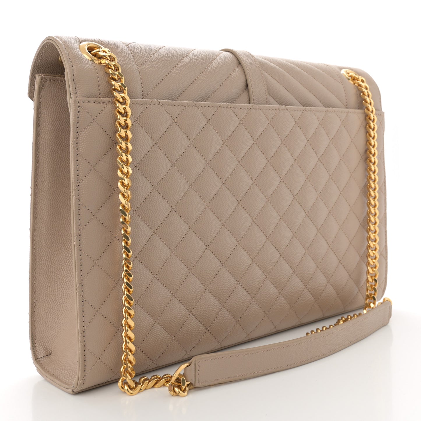 Grain De Poudre Mixed Matelasse Large Triquilt Monogram Satchel Dark Beige