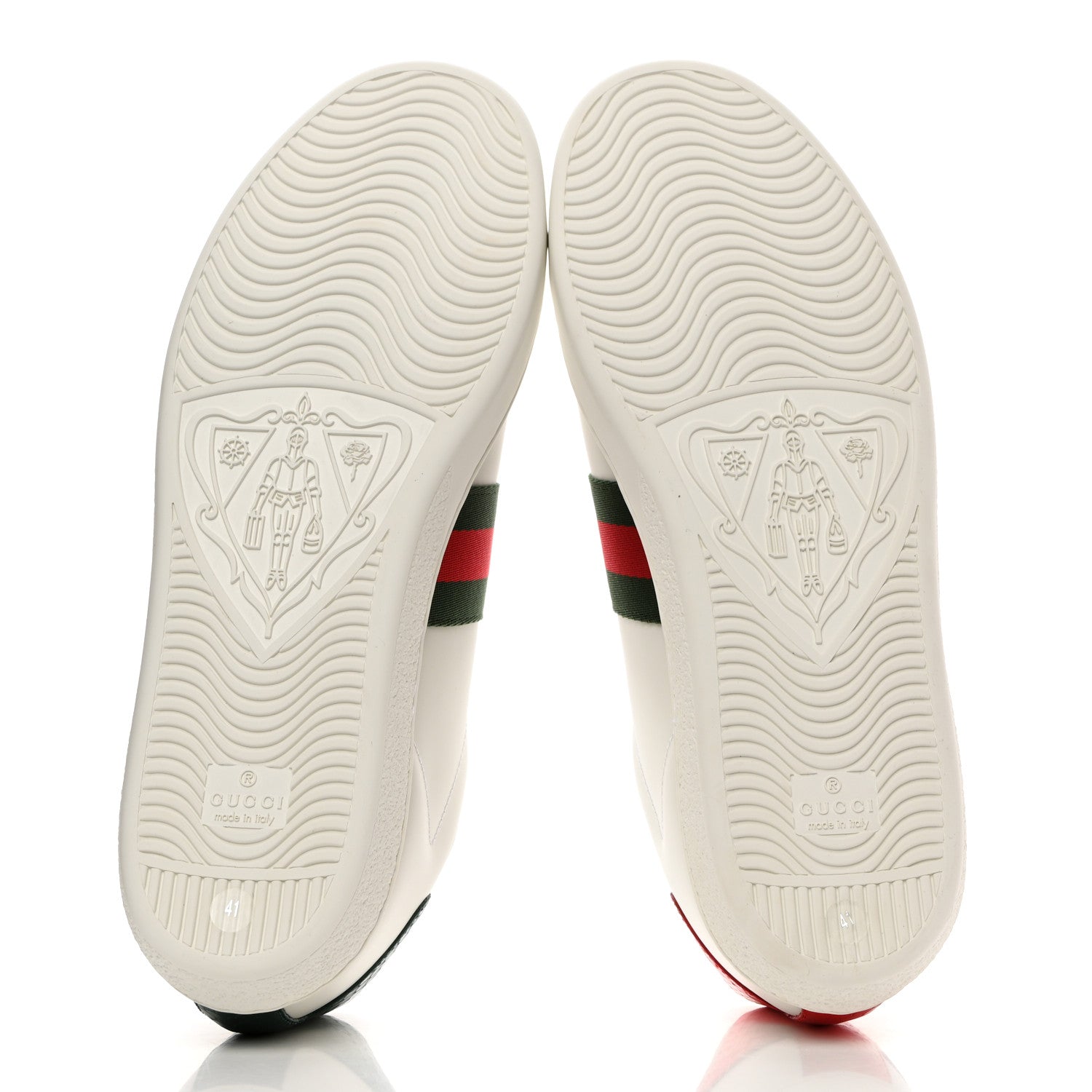 Gucci Calfskin Ayers Bee Embroidered Womens Ace Sneakers 41 White Green 5 of 9