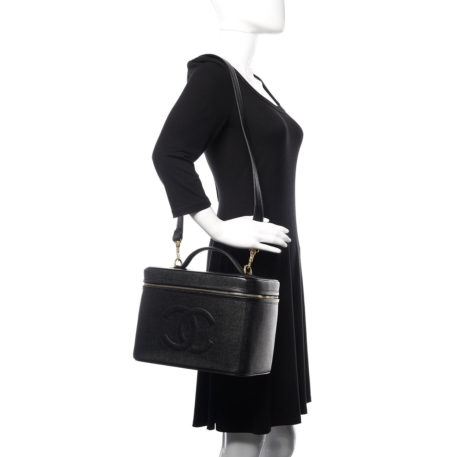 Chanel Caviar CC Vanity Train Case Black 2 of 10