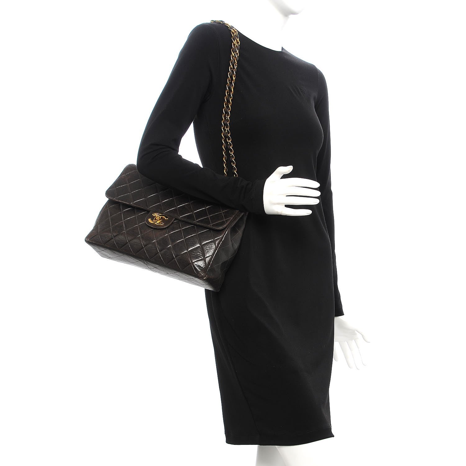 Chanel Lambskin Quilted Jumbo Single Flap Brown 3 of 19