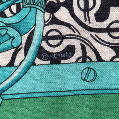 Hermes Cashmere Silk Mors Et Gourmettes Remix Shawl 140 7 of 8