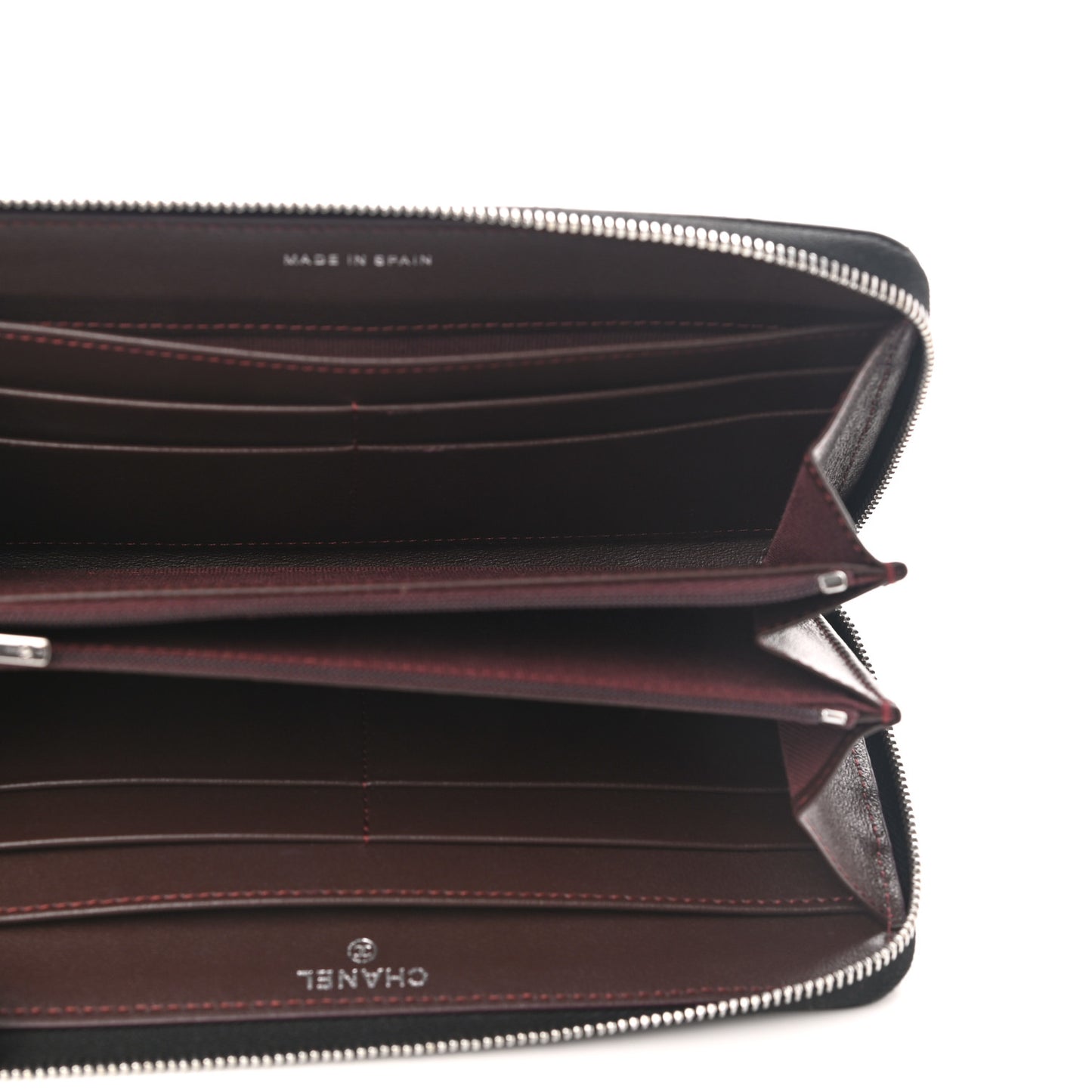 Lambskin Quilted Large Gusset Zip Around Wallet Black