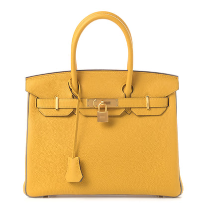 Hermes Togo Horseshoe Birkin 30 Jaune Ambre Etain 1 of 12