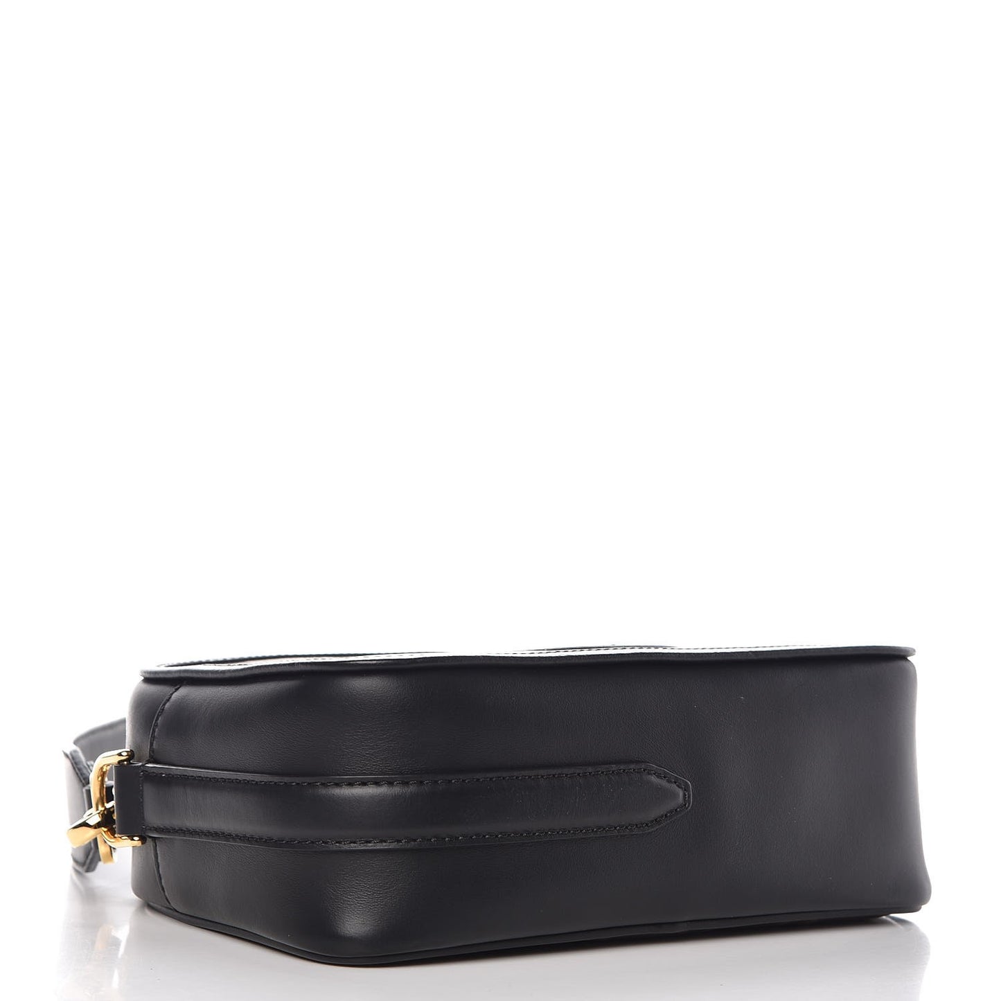 Glazed Fabric Vitello Century F is Fendi FF 1974 Stamp Patch Camera Case Mogano Panna Black