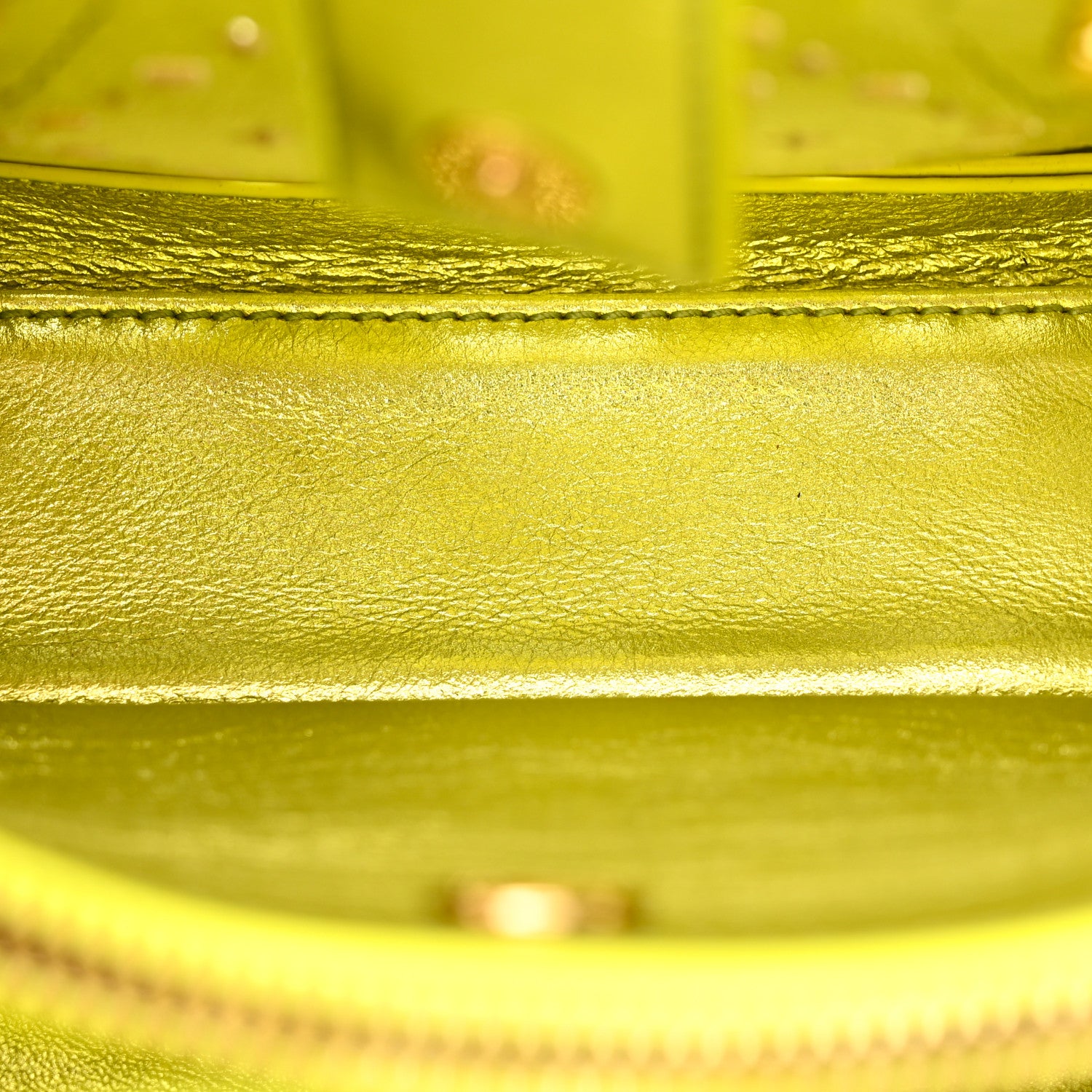 MCM Perforated Calfskin Studded Mini Milla Tote Neon Yellow 6 of 15