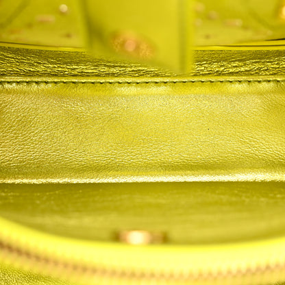 MCM Perforated Calfskin Studded Mini Milla Tote Neon Yellow 6 of 15