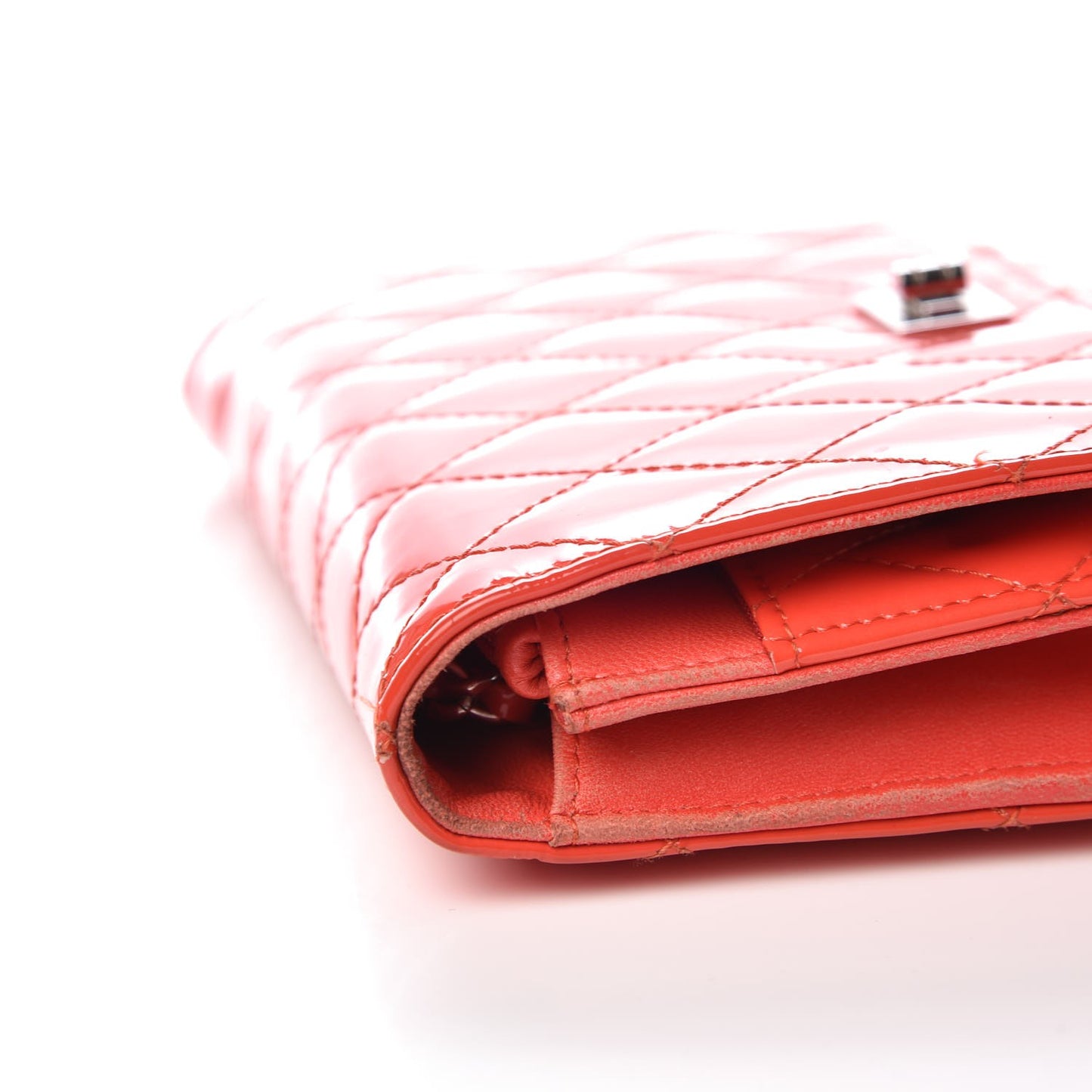 Patent Calfskin Quilted Reissue Wallet On Chain WOC Red