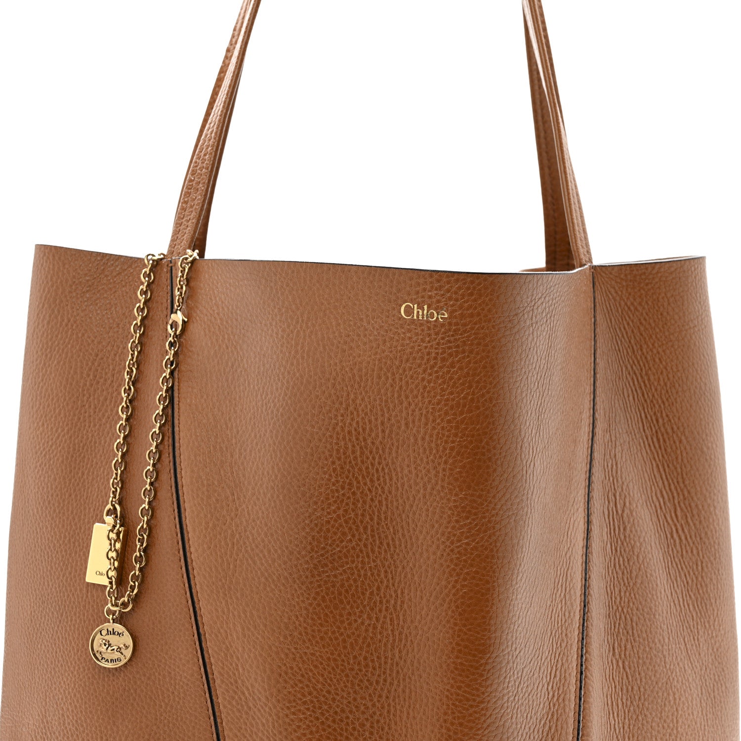 Chloe Grained Calfskin Large Spin Tote Clay Brown 8 of 15
