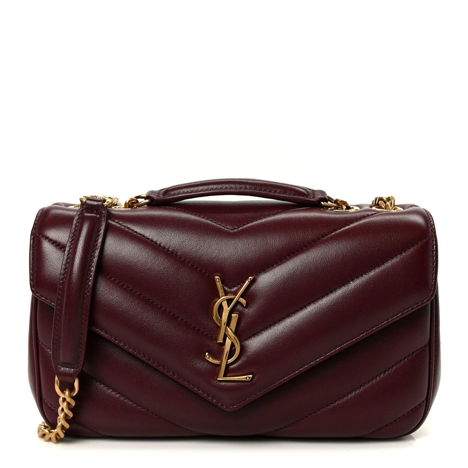 Saint Laurent Lambskin Chevron Quilted Small LouLou Rouge Cabernet 1 of 14