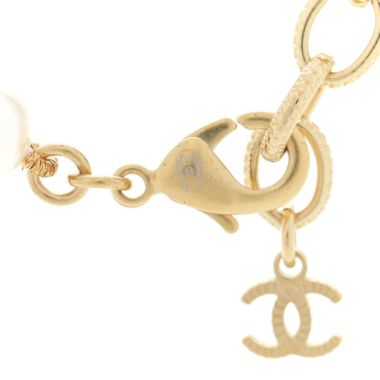 Pearl Crystal CC Short Necklace Gold