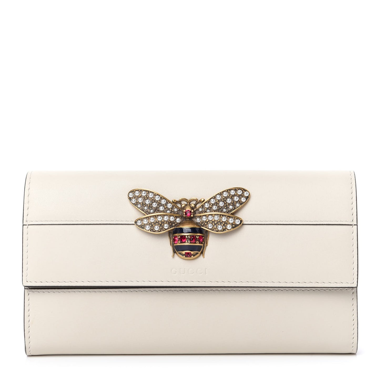 Calfskin Queen Margaret Flap Wallet White