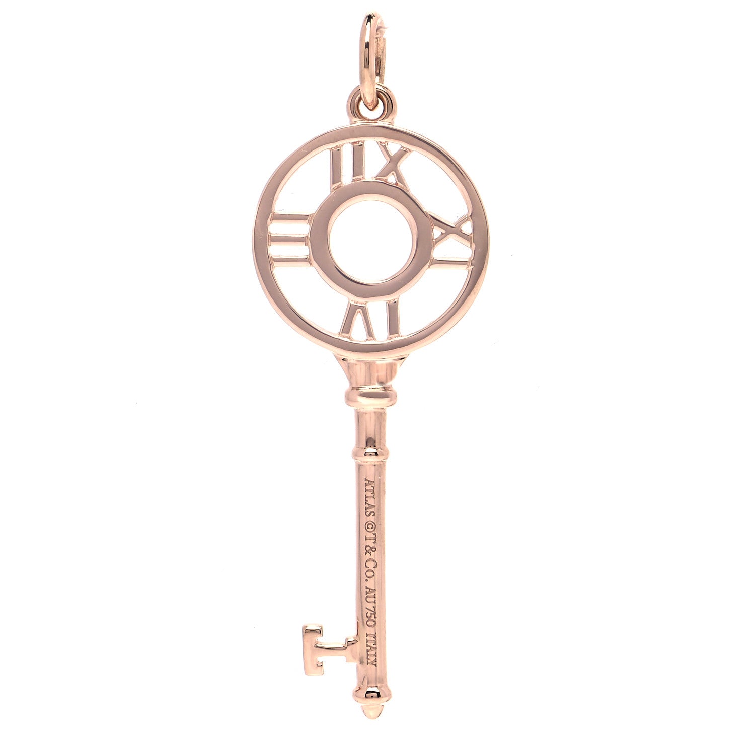 Tiffany 18K Rose Gold Diamond Atlas Key Pendant 3 of 5