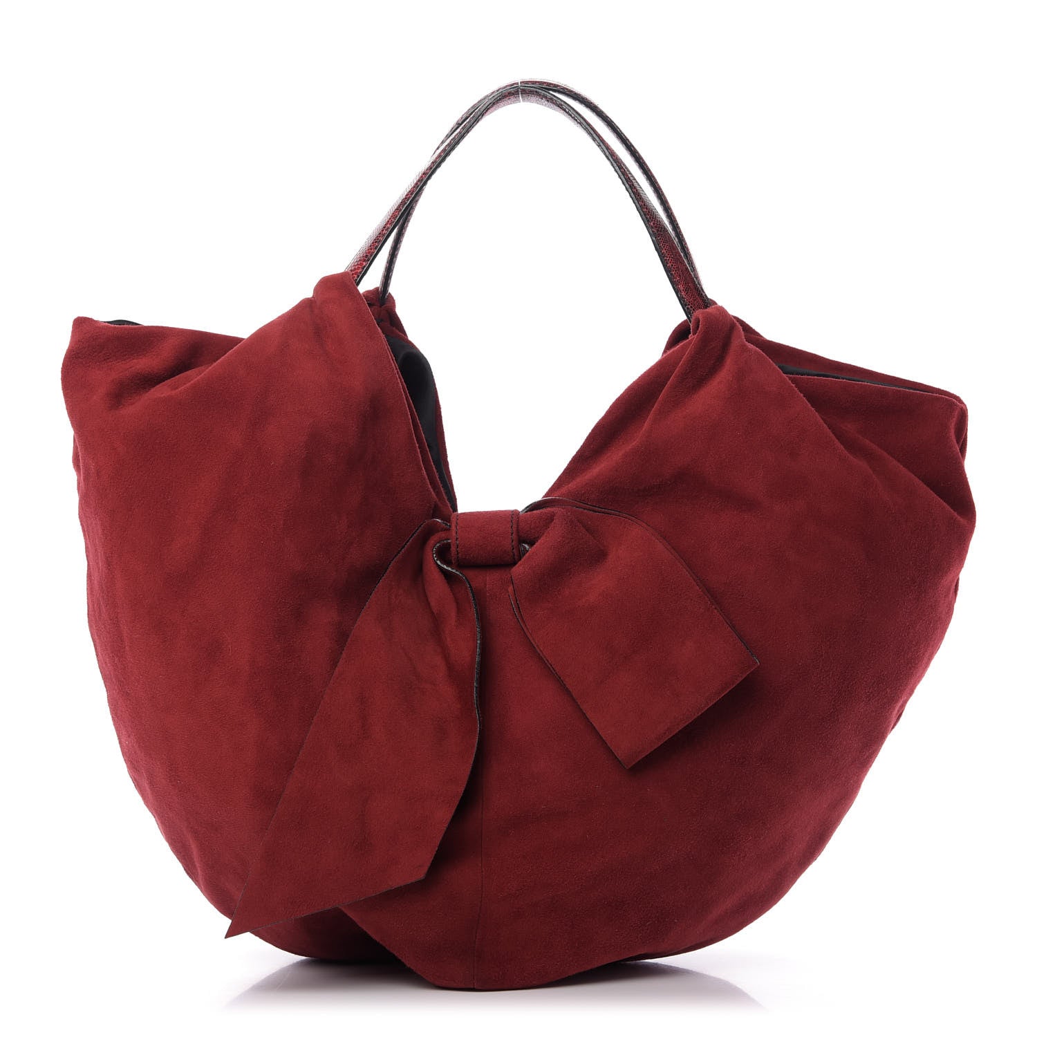 Valentino Garavani Suede Bow Hobo Dark Red 1 of 9