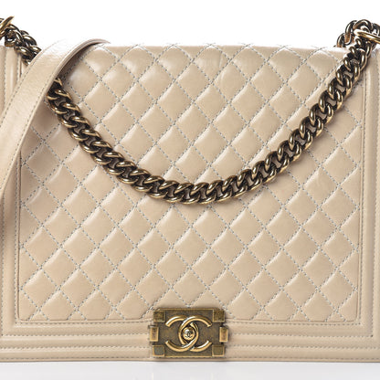 Chanel Glazed Calfskin Quilted Large Boy Flap Beige 8 of 10