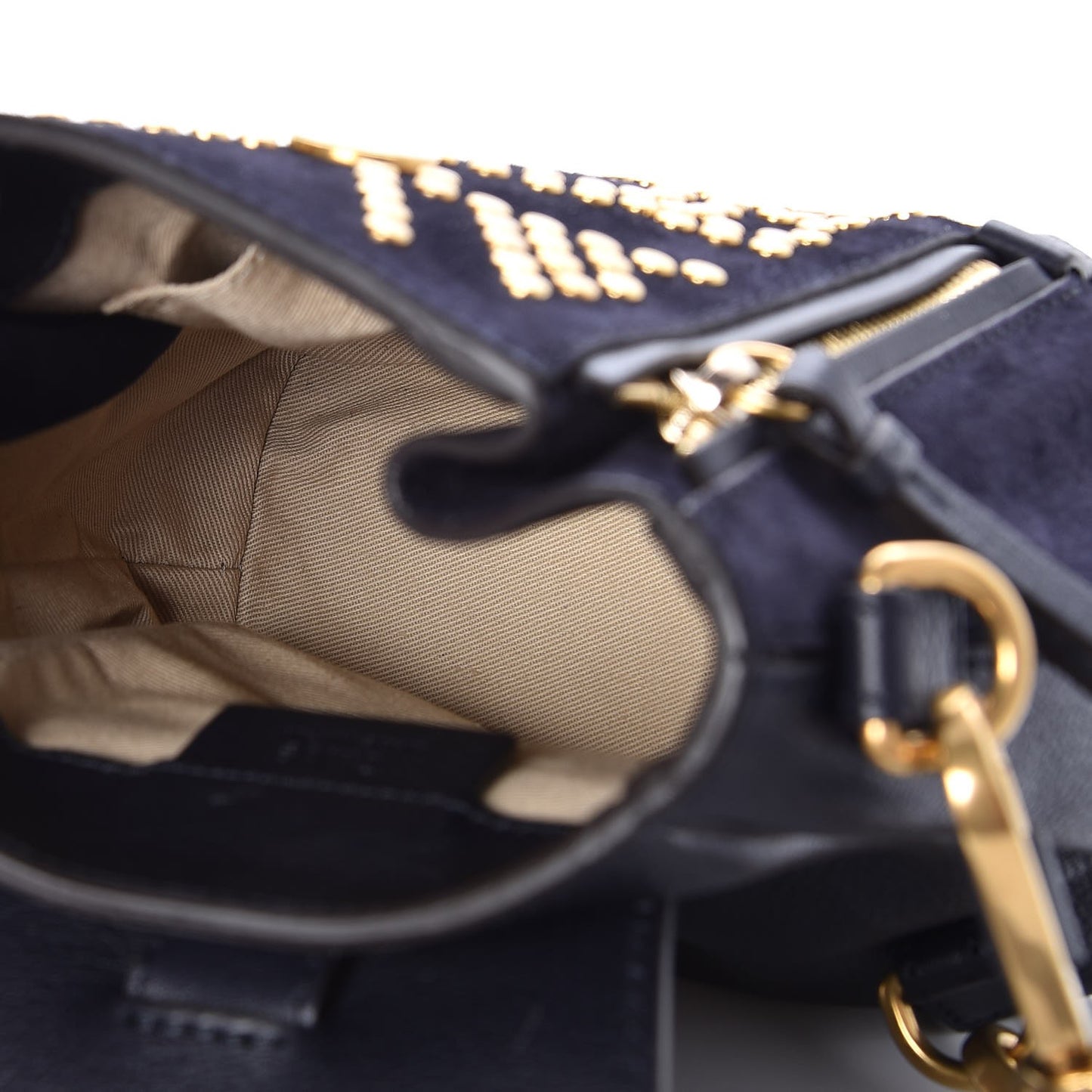 Suede Calfskin Studded Mini Faye Backpack Blue