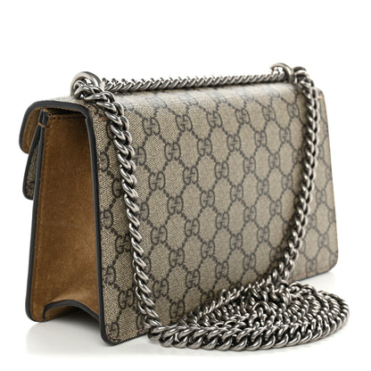 Gucci GG Supreme Monogram Suede Crystal Small Dionysus Shoulder Bag Beige Ebony Taupe 3 of 12