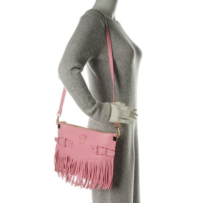 Versace Calfskin Medium Palazzo Fringe Crossbody Bag Pink 2 of 6
