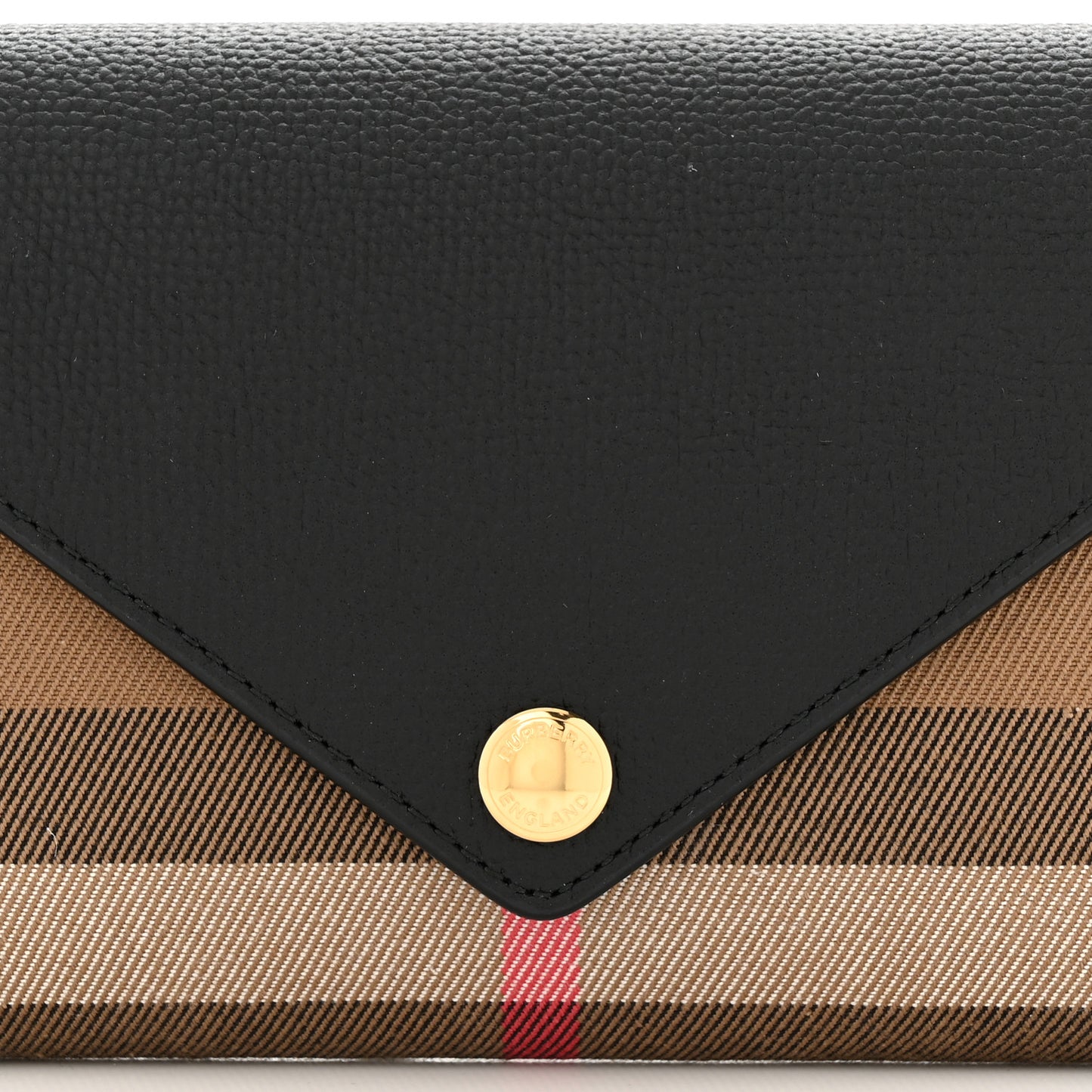 Calfskin House Check Hannah Wallet with Detachable Strap Black