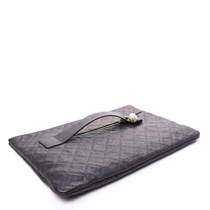 Chanel Iridescent Caviar Large Night by the C Pouch Clutch Black 4 of 7