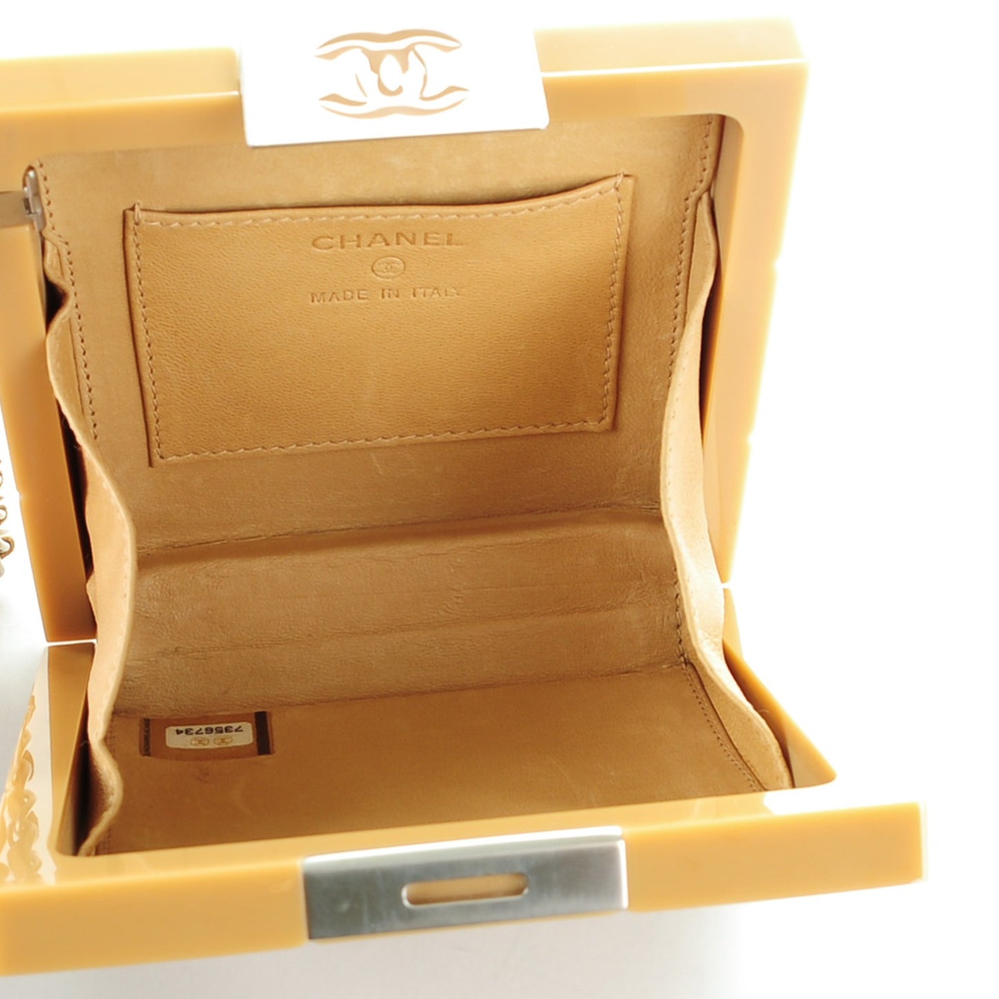 Plexiglass Minaudière Wristlet Clutch Beige