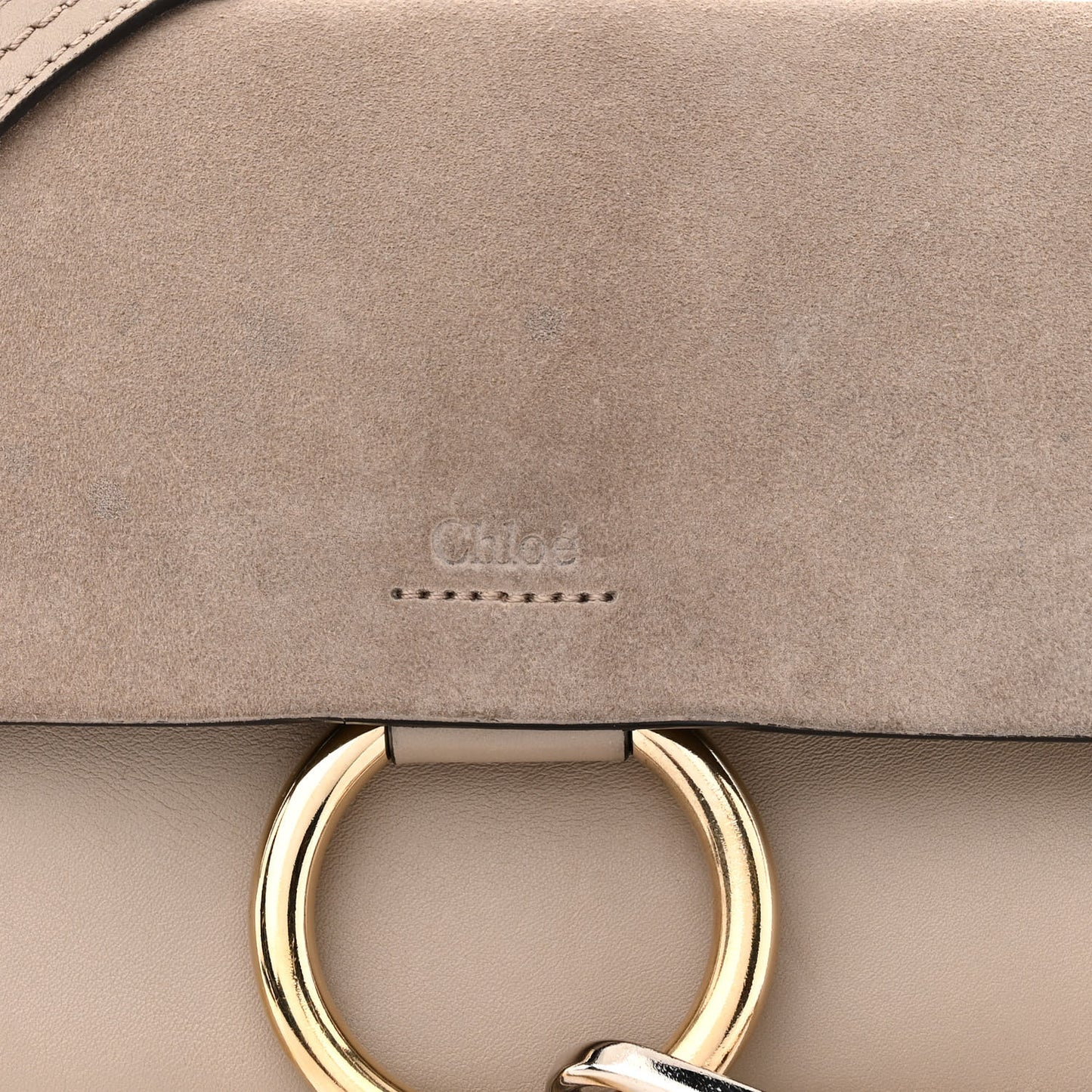 Suede Calfskin Small Faye Shoulder Bag Motty Grey