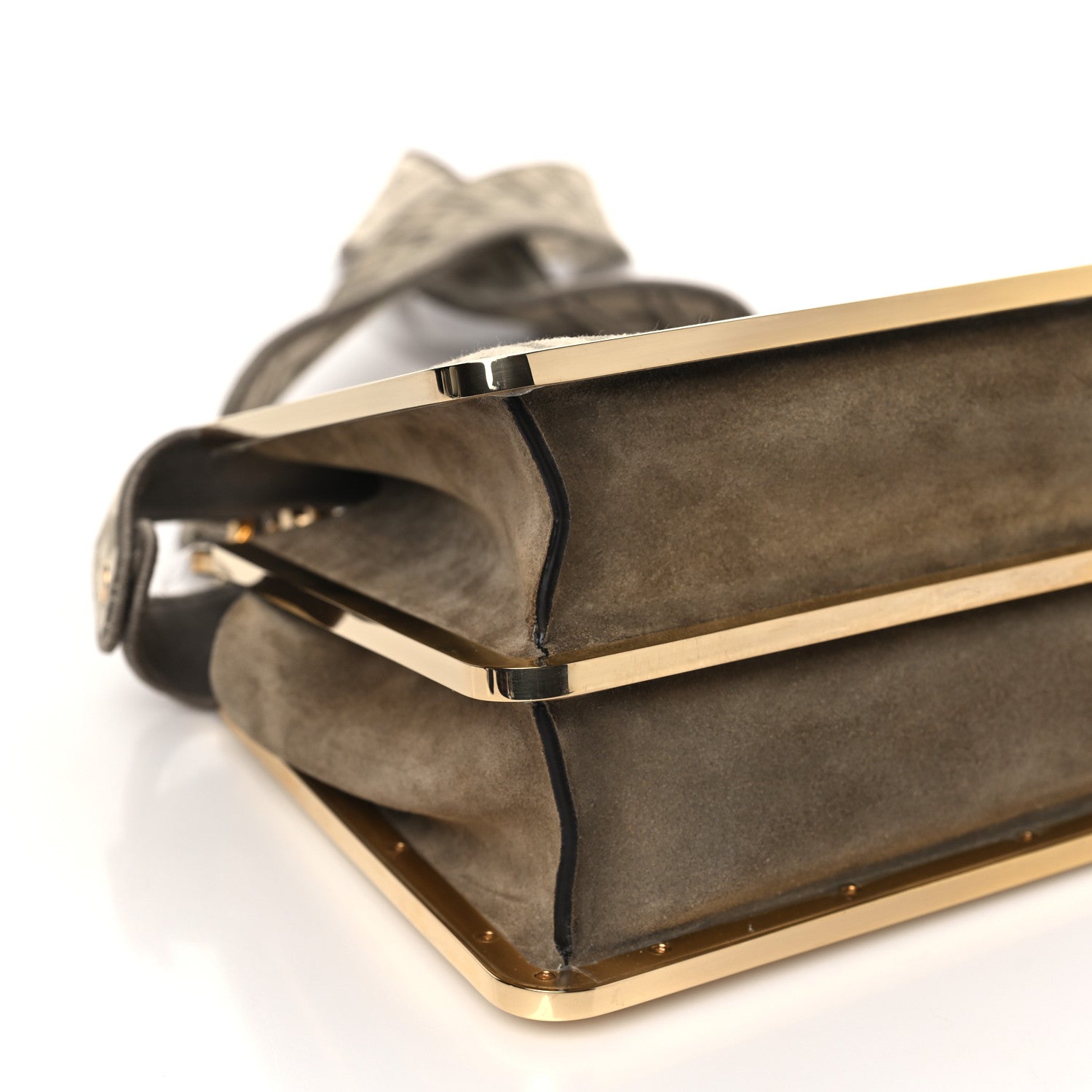 Fendi Chenille Suede Metal FF Small Peekaboo I SEE U Satchel Tortora Nuvola 9 of 11