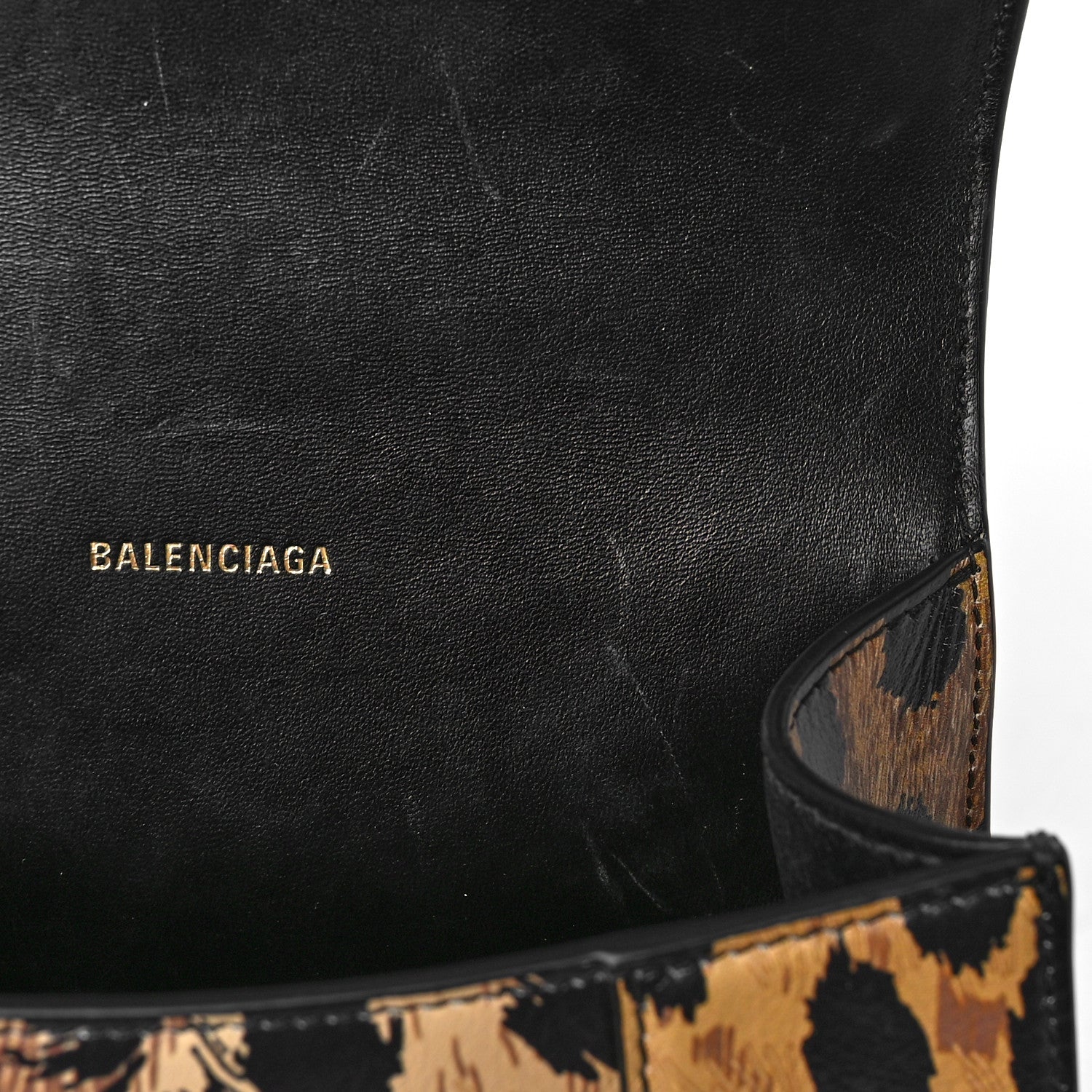 Balenciaga Smooth Calfskin Leopard Print Hourglass Top Handle Bag XS Beige 6 of 15
