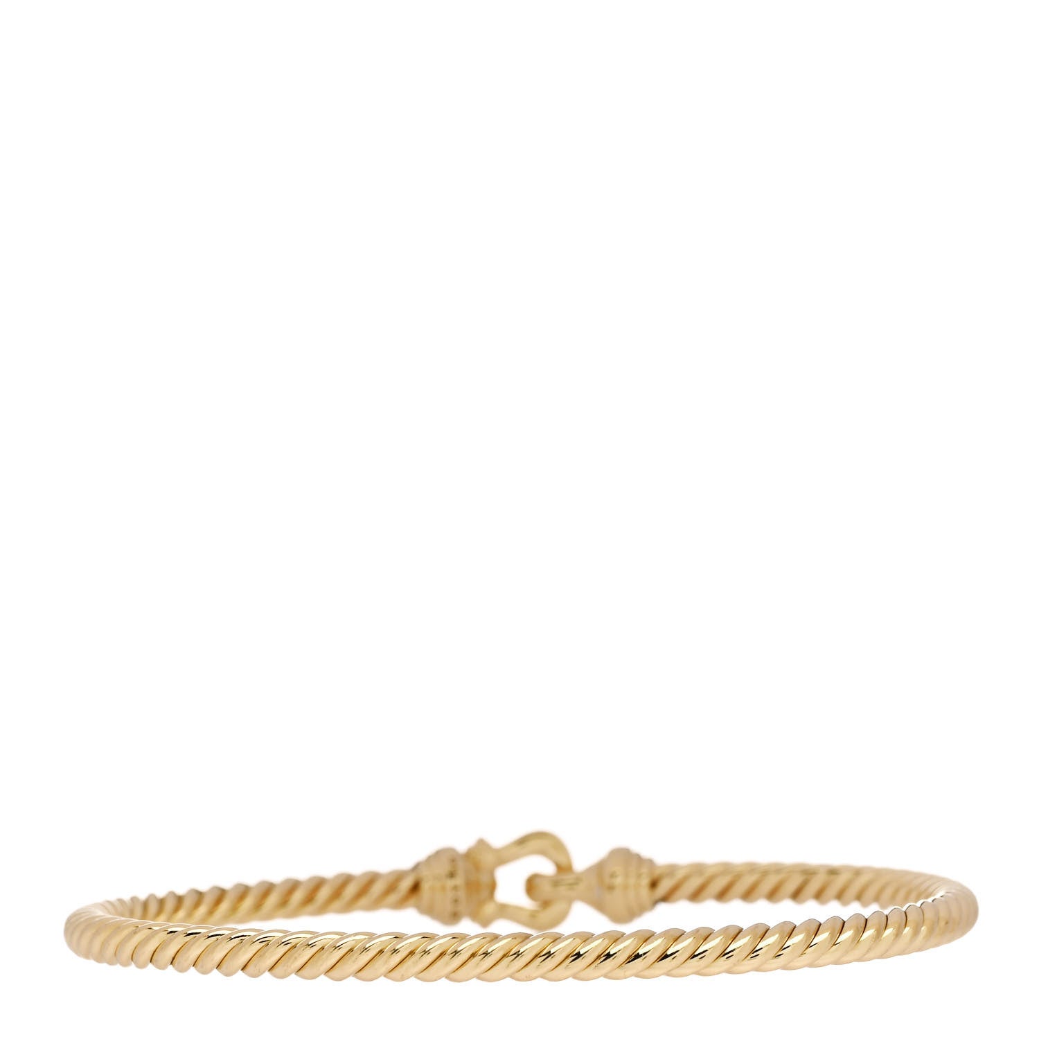 David Yurman 18K Yellow Gold Diamond 3.5mm Buckle Cablespira Bracelet 2 of 4