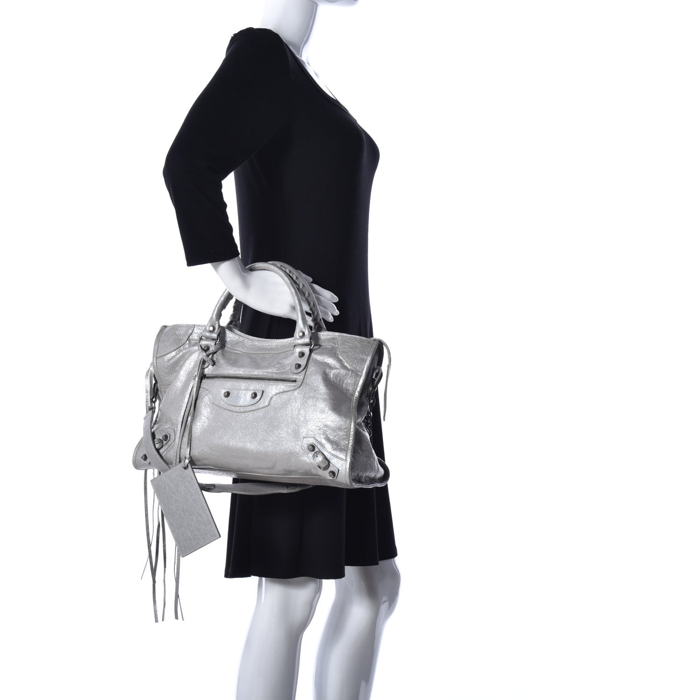 Metallic Agneau Classic Palladium Hardware City Silver
