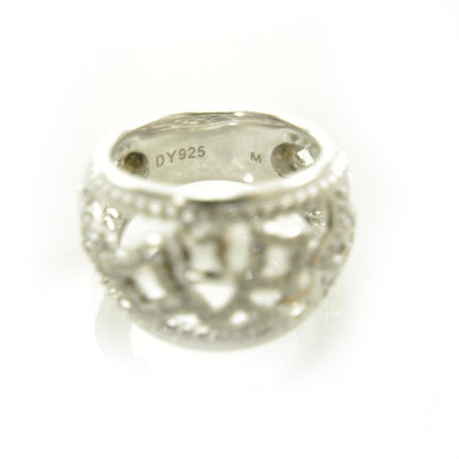 David Yurman Sterling Silver Pave Diamond Tapestry Dome Ring 6 4 of 5