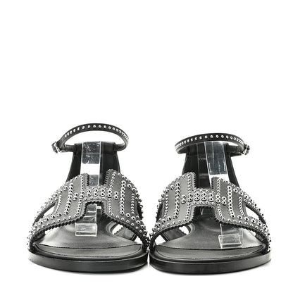 Hermes Calfskin Studded Santorini Sandals 38 Black 4 of 13