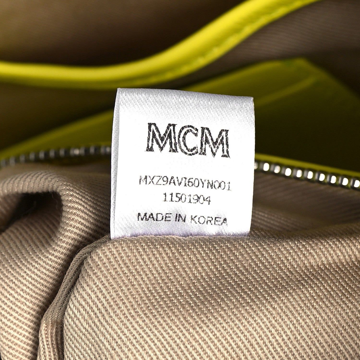 MCM Visetos Calfskin Zip Pouch Yellow 7 of 9