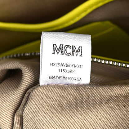 MCM Visetos Calfskin Zip Pouch Yellow 7 of 9