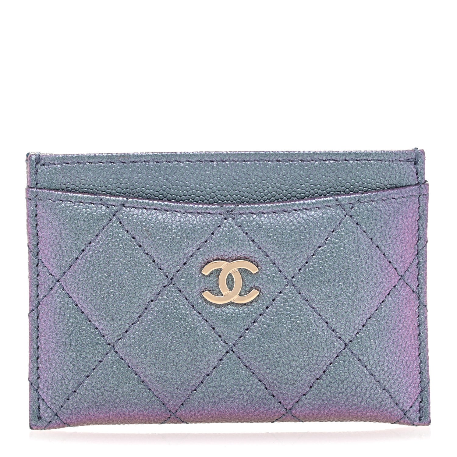 Chanel Iridescent Caviar Quilted Card Holder Dark Blue 1 of 11
