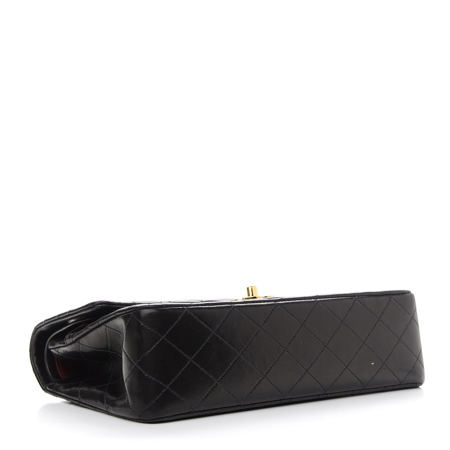 Lambskin Quilted Medium Double Flap Black