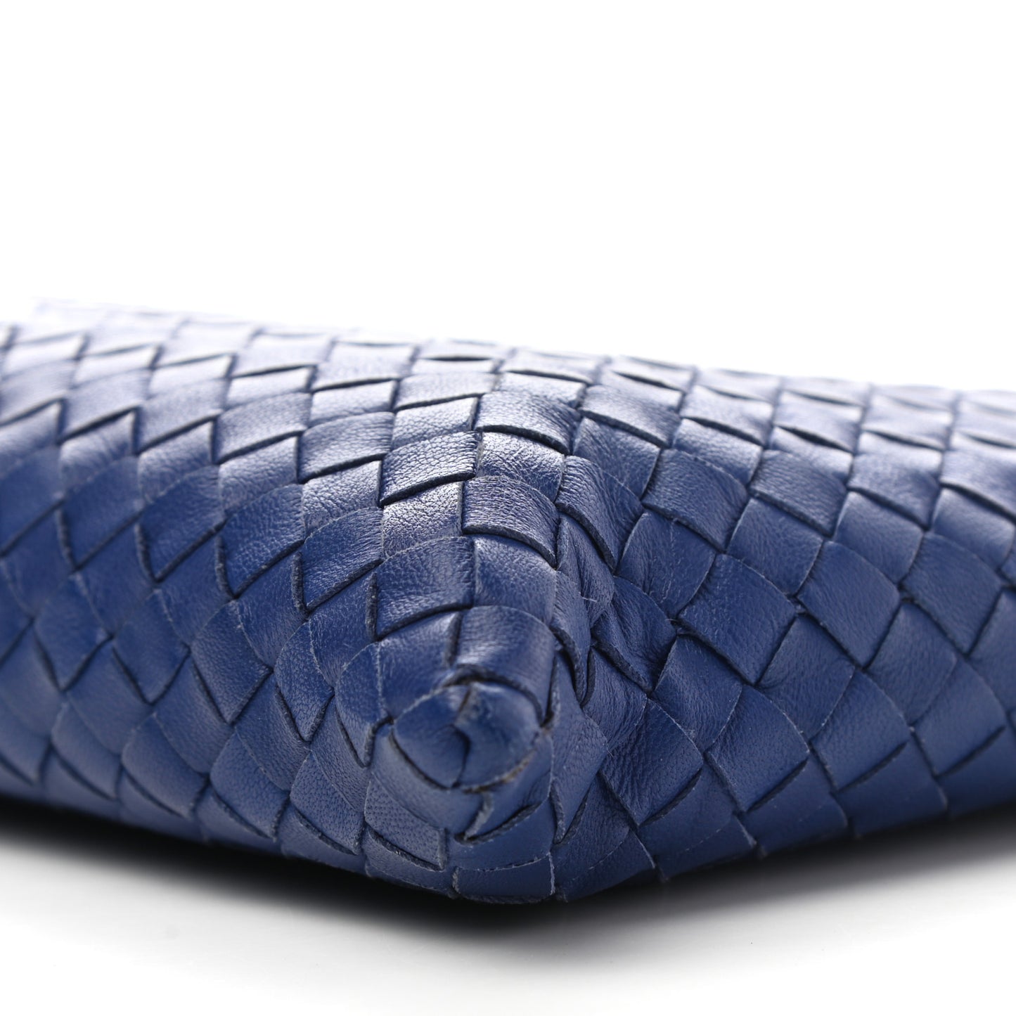 Nappa Intrecciato Large Flat Zip Biletto Pouch Blue
