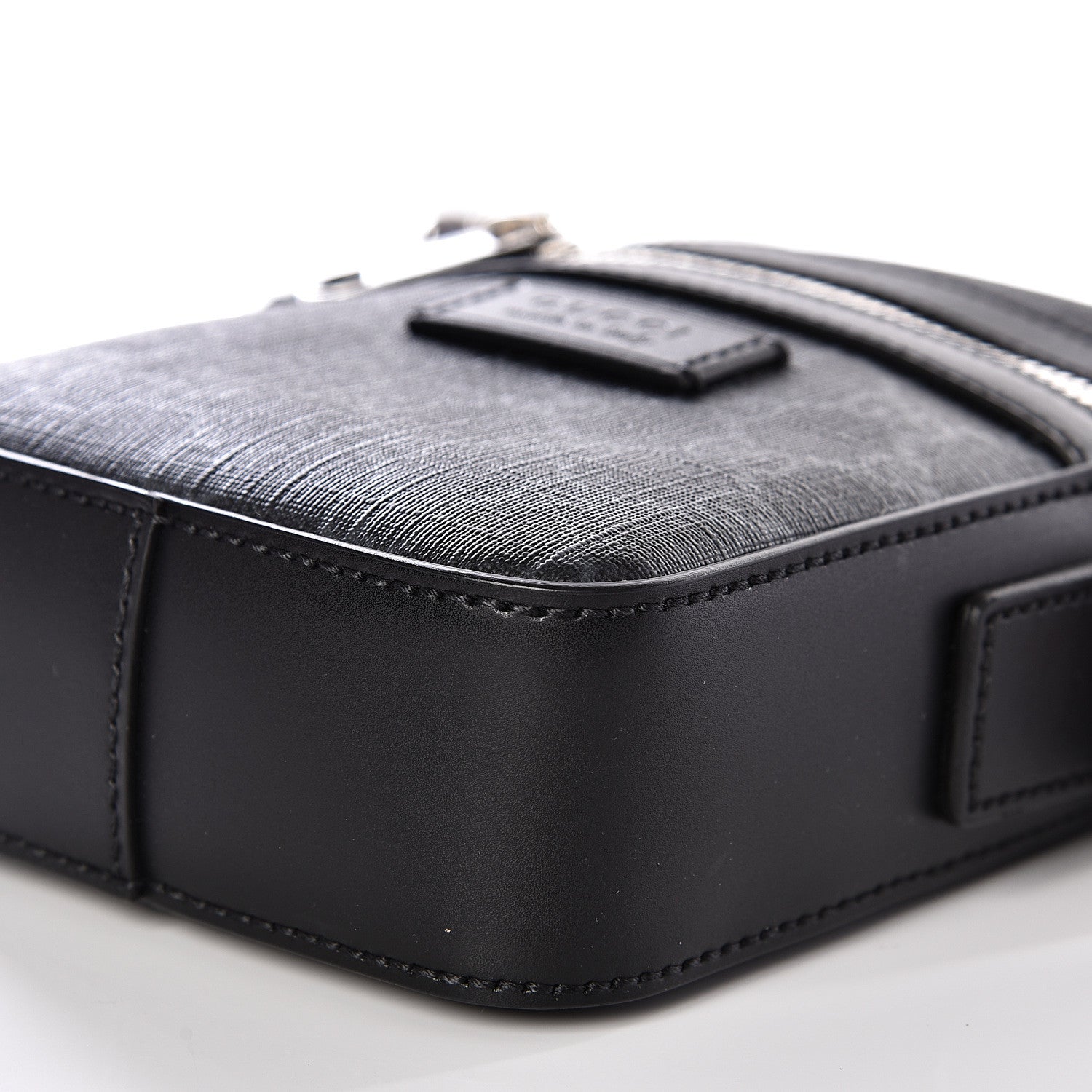 Gucci GG Supreme Monogram Appia Calfskin Web Small Camera Messenger Bag Black Grey 9 of 9
