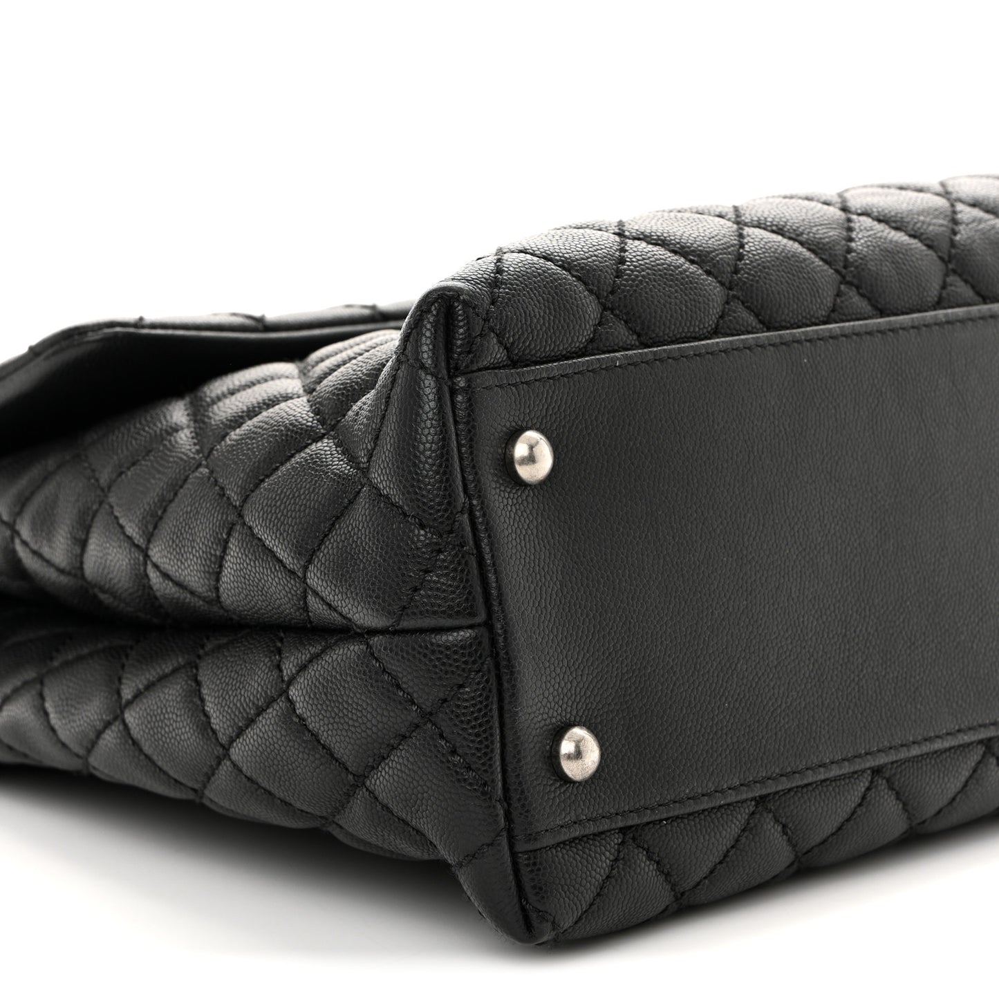 Caviar Lizard Quilted Large Coco Handle Flap Black