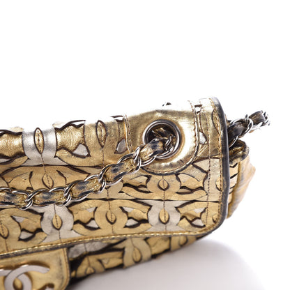 Chanel Metallic Crackled Calfskin Medium CC Mix Flap Gold Silver 12 of 17