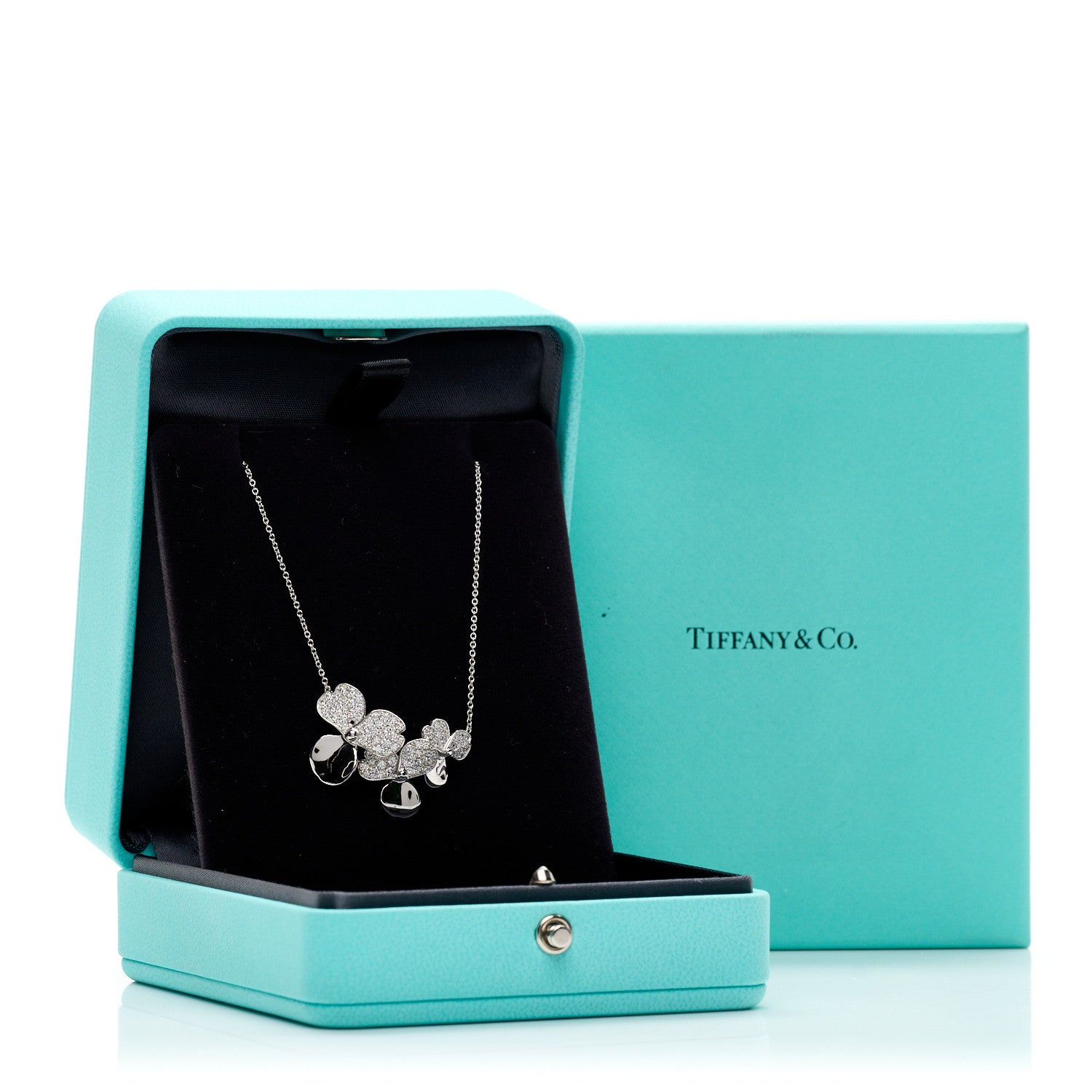 Tiffany Platinum Diamond Mini Paper Flowers Cluster Pendant Necklace 5 of 5