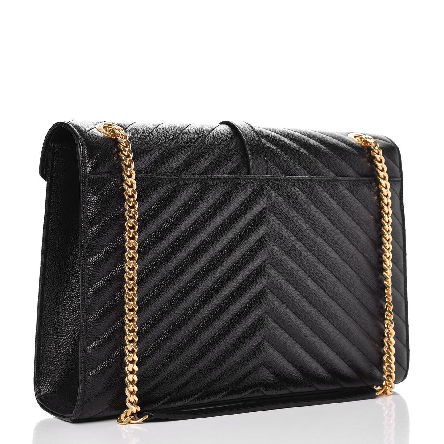 Grain De Poudre Matelasse Chevron Large Monogram Satchel Black