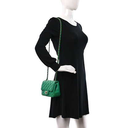 Chanel Lambskin Quilted Mini Square Flap Green 2 of 8