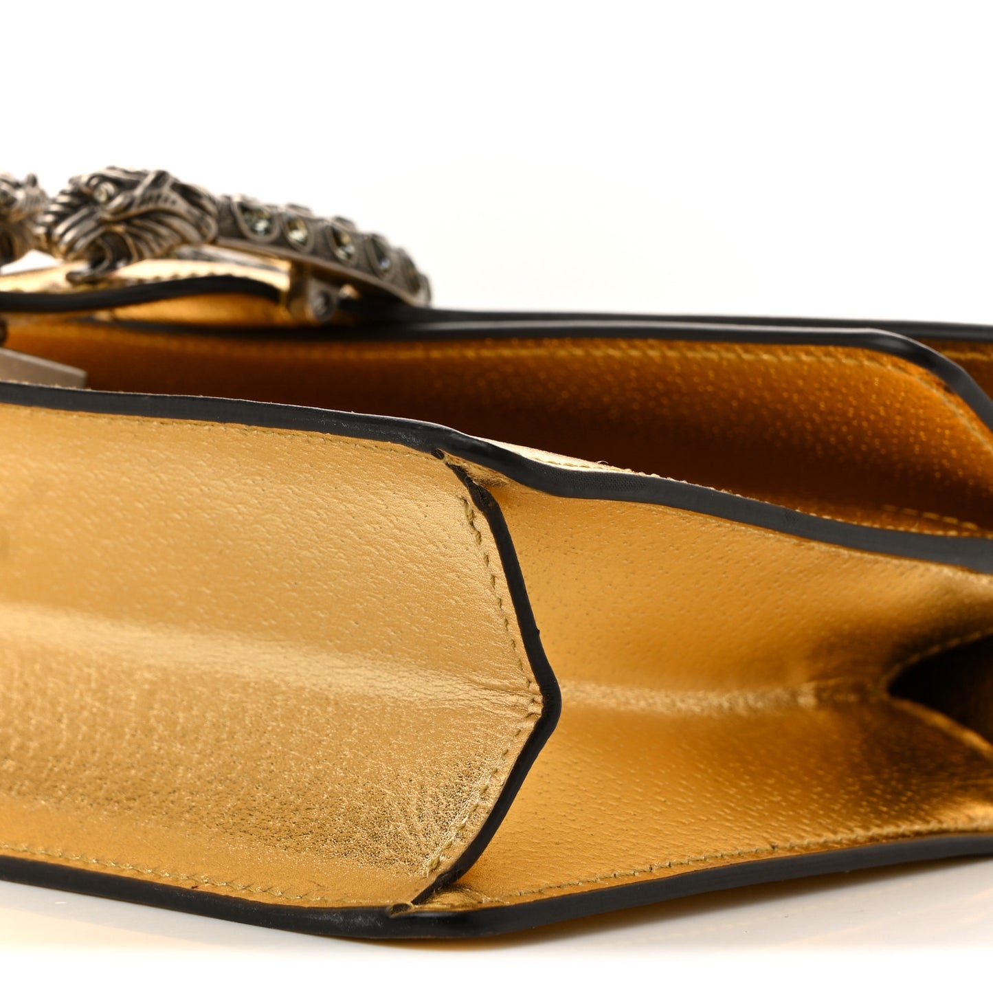 Metallic Textured Calfskin Crystal Small Dionysus Shoulder Bag Gold