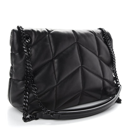 Saint Laurent Lambskin Quilted Small Loulou Puffer Monogram Chain Satchel Black 2 of 7