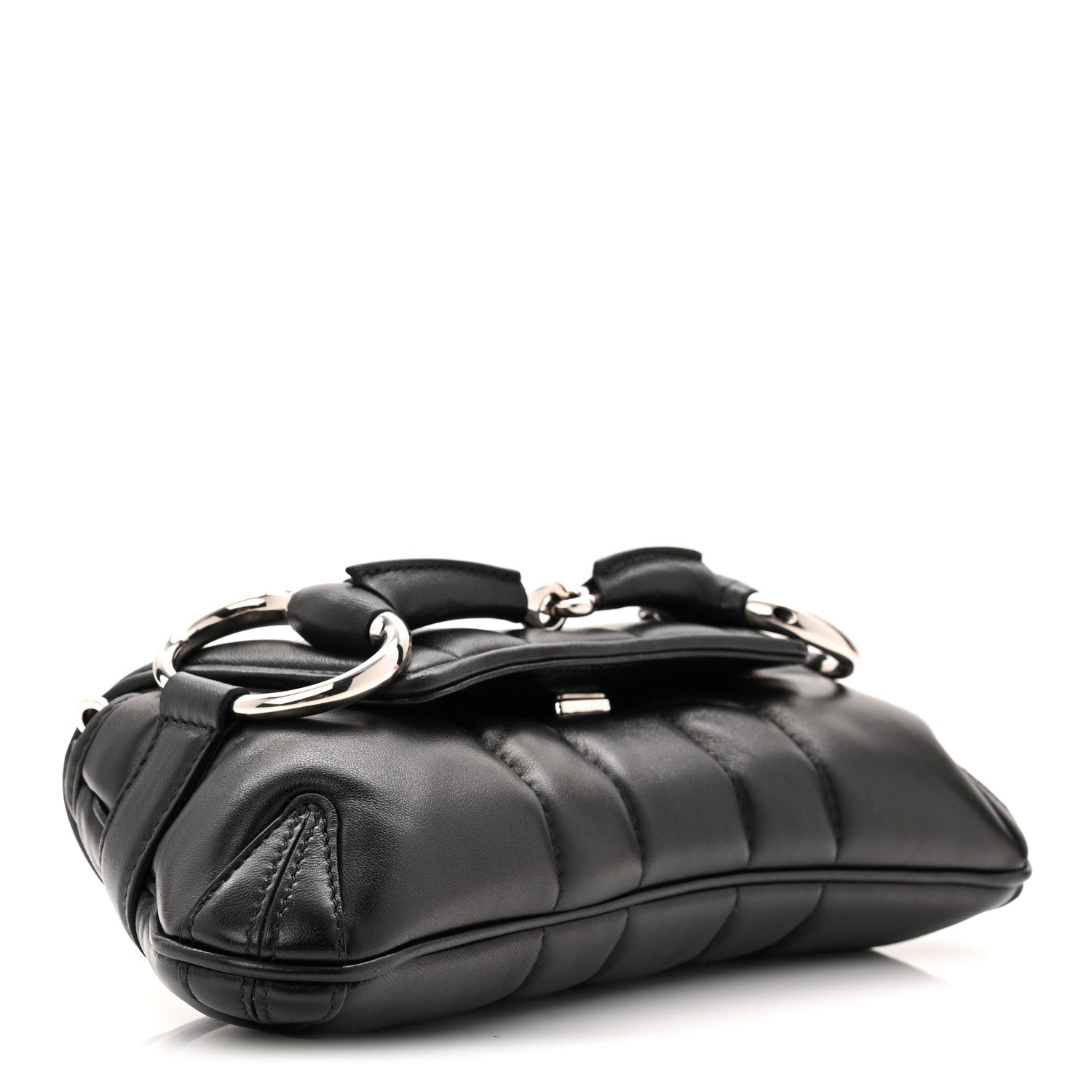Gucci Nappa Vertical Matelasse Small Maxi Horsebit Chain Shoulder Bag Black 4 of 10