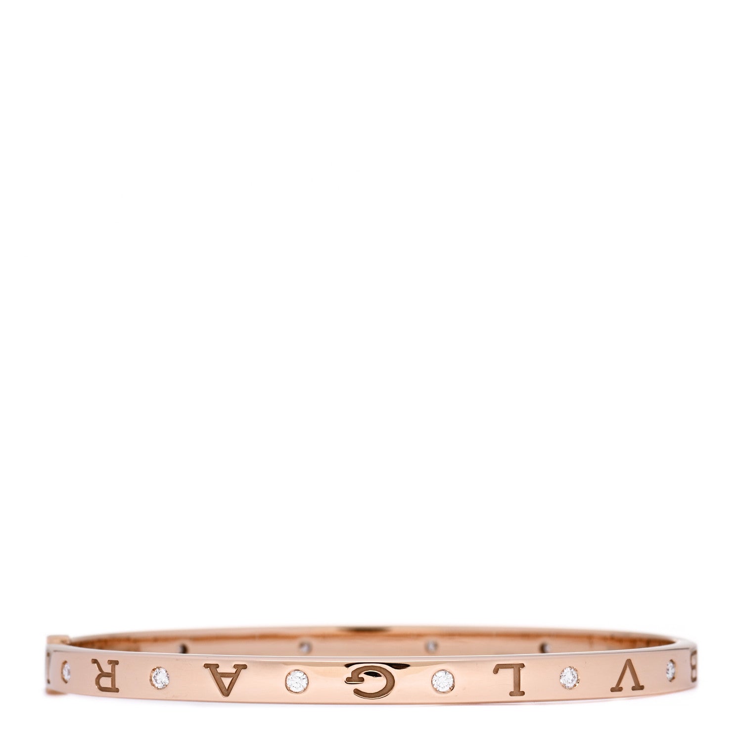 Bulgari 18K Rose Gold 12 Diamond B.Zero1 Essential Bangle Bracelet L 2 of 4