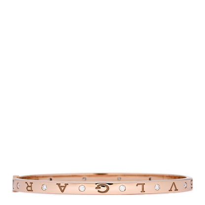 Bulgari 18K Rose Gold 12 Diamond B.Zero1 Essential Bangle Bracelet L 2 of 4
